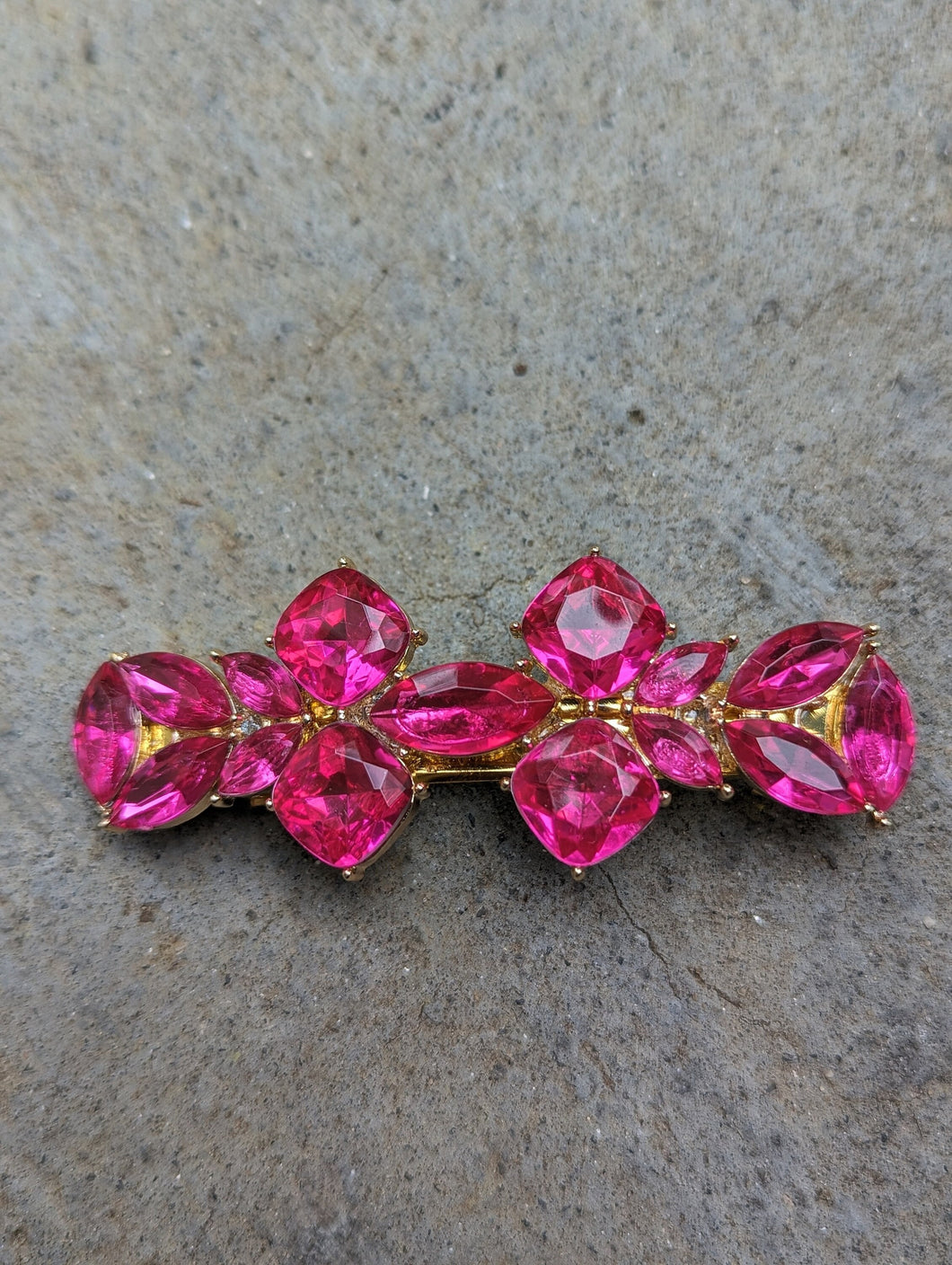 Beautiful Hot Pink Rhinestone Hair Barrette for Any Occasion, fuchsia & Gold Hair Clips for Women