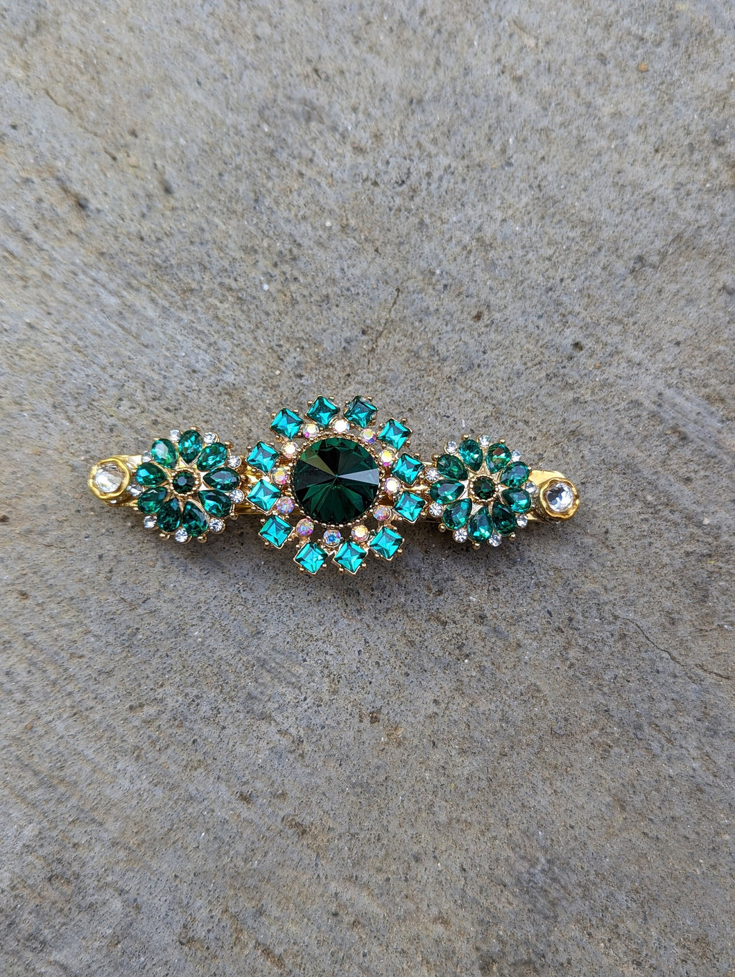 Elegant Emerald Gemstone Hair Barrette for Women, Formal Hair Barrette, Green Hair Accessories