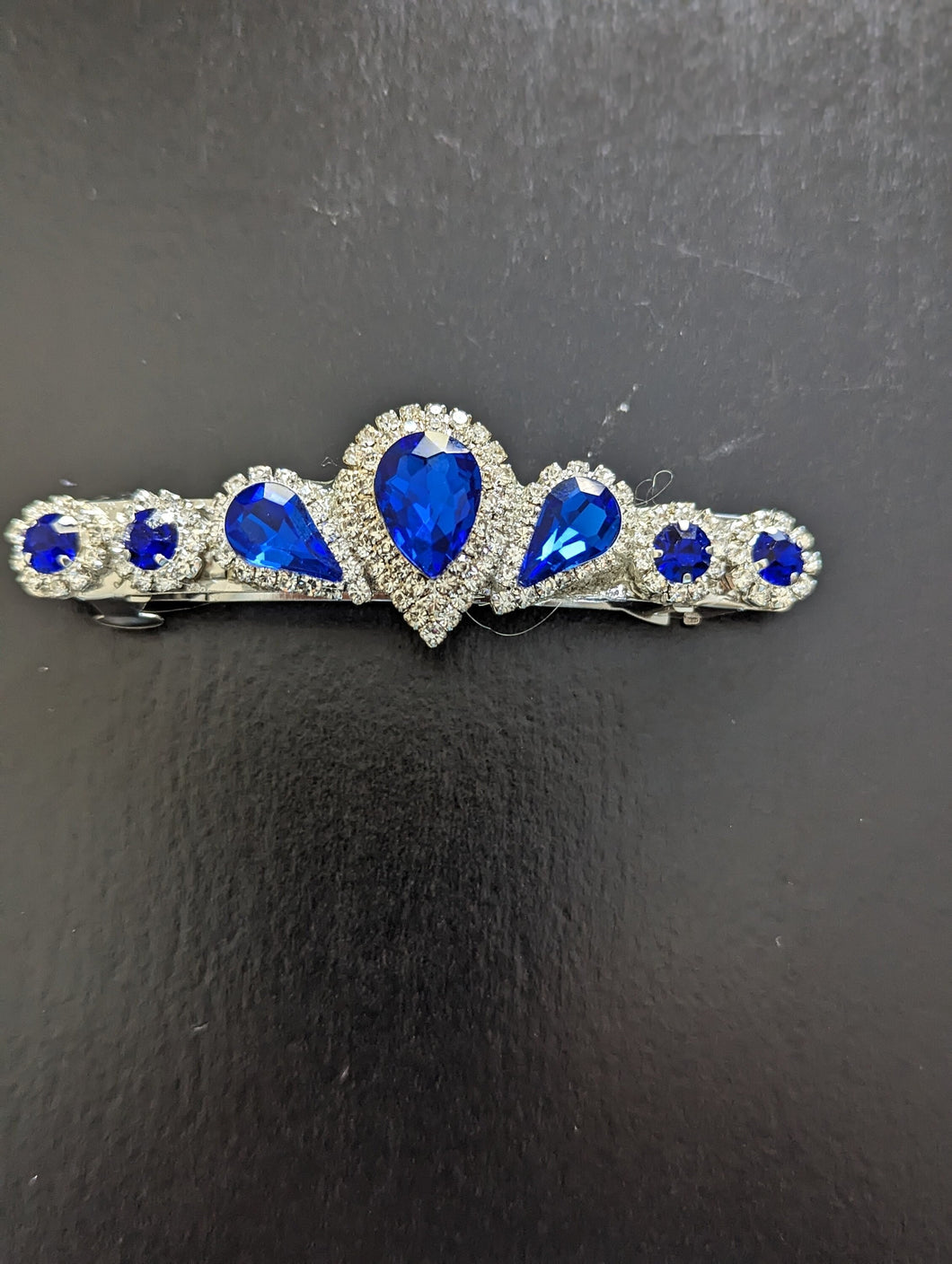 Elegant Royal Blue Rhinestone Barrette,  Blue Bridal Hair Accessories