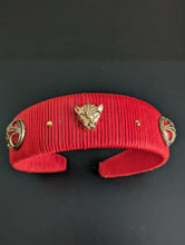 Load image into Gallery viewer, Red Beaded Gemstone Designer Headband,  Solid Color Rhinestone Headband for Women, Gold-tone Leopard Headdress, Embellished Headbands,
