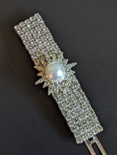 Load image into Gallery viewer, Pearl &amp; Clear Rhinestone Barrette for Women,  Silver Rhinestone Hair Clips
