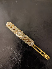 Load image into Gallery viewer, Gold Tone Clear Rhinestone Link Hair Barrette for Her, Clear Gemstone Hair Accessories , Wedding Hair Clip
