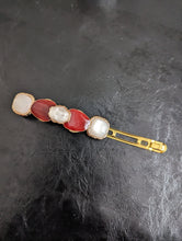 Load image into Gallery viewer, Pearl and Brown Hair Barrette for Women, Brown &amp; white Hair Clips, Hair Jewelry for Mature Ladies
