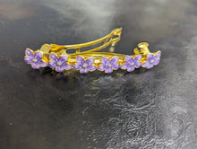 Load image into Gallery viewer, Purple and Gold Flower Barrettes for Her, Summer flower Hair Clips,
