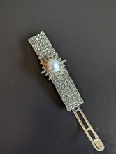 Load image into Gallery viewer, Pearl &amp; Clear Rhinestone Barrette for Women,  Silver Rhinestone Hair Clips
