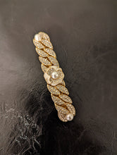 Load image into Gallery viewer, Gold Tone Clear Rhinestone Link Hair Barrette for Her, Clear Gemstone Hair Accessories , Wedding Hair Clip
