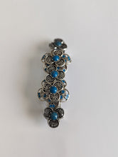 Load image into Gallery viewer, Silver and Teal Barrette, Blue Barrette for women, Metal Hair Clips, Vintage Hair Barrette, Antique Hair Clips, Women Barrettes

