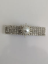 Load image into Gallery viewer, Pearl &amp; Clear Rhinestone Barrette for Women,  Silver Flower Rhinestone Hair Clips
