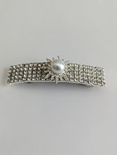 Load image into Gallery viewer, Pearl &amp; Clear Rhinestone Barrette for Women,  Silver Flower Rhinestone Hair Clips
