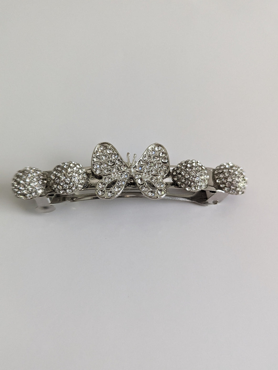 Elegant Clear Rhinestone Butterfly Barrette for Any Occasion.