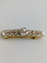 Load image into Gallery viewer, Gold Tone Clear Rhinestone Link Hair Barrette for Her, Clear Gemstone Hair Accessories , Wedding Hair Clip
