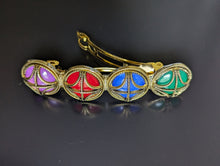 Load image into Gallery viewer, Multicolor Beaded Barrette, Antique Brass Barrettes, Colored Gemstone Hair Accessories for Women
