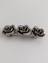 Load image into Gallery viewer, Silver Rose Barrette, Large Rose Hair Clip for women,
