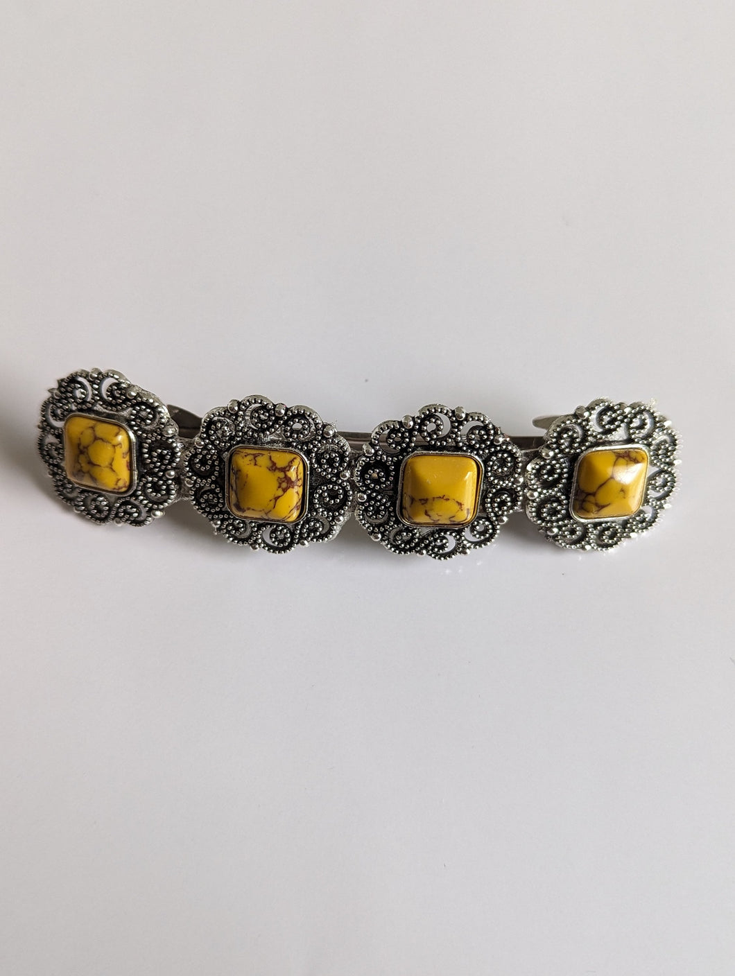 Yellow Bohemian Style Hair Barrettes for Her, Southwestern Hair Clips, Cowgirl Hair Accessories, Texas Girl Barrettes,  County Girl Barrette