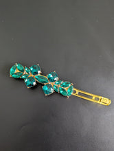 Load image into Gallery viewer, Lovely Emerald Green  Rhinestone Hair Barrette for Any Occasion, Green &amp; Gold Hair Clips for Women, Hair Accessories Gift for Her,
