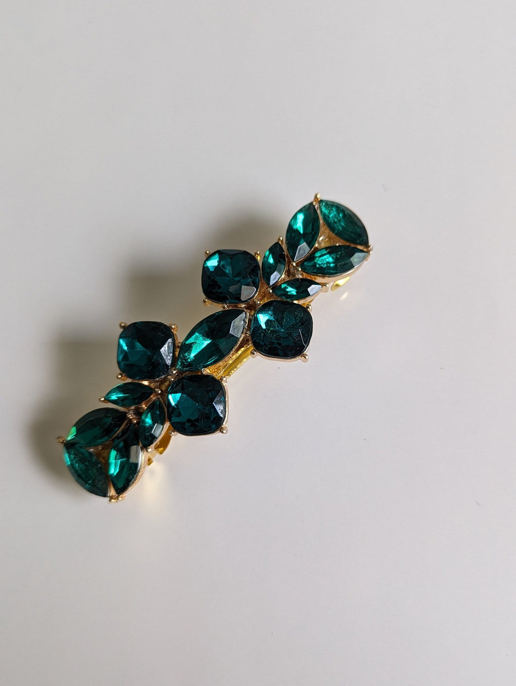 Lovely Emerald Green  Rhinestone Hair Barrette for Any Occasion, Green & Gold Hair Clips for Women, Hair Accessories Gift for Her,