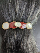 Load image into Gallery viewer, Pearl and Brown Hair Barrette for Women, Brown &amp; white Hair Clips, Hair Jewelry for Mature Ladies

