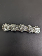 Load image into Gallery viewer, Silver Concho Hair Barrette for Southwestern Girl, Boho Hair Barrettes for Cowgirls, Silver Flower Hair Clips,
