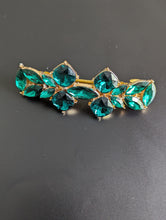 Load image into Gallery viewer, Lovely Emerald Green  Rhinestone Hair Barrette for Any Occasion, Green &amp; Gold Hair Clips for Women, Hair Accessories Gift for Her,
